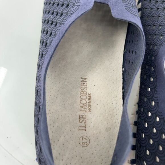 Ilse Jacobsen Womens Tulip Slip On Shoe Size 37 7 Blue Perforated Vegan Leather - Picture 10 of 11